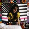1 Stück Billie Eilish Amerikanische Flagge Wandteppich Polyester 2D Wandkunst Rosa Akzent Schwarz Weiß Dekor für Schlafzimmer Wohnzimmer Musik Fa