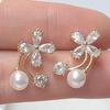 Simple Stylish Simulated Pearl Earrings with Cubic Zirconia Fashionable Women Silver Color Luxury Trendy Jewelry