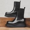 Enkla affärsmäns Chelsea-boots Klassiska Retro Högtoppsstövlar Casual Läder Herr Mellanhöga Westernstövlar Casual Skor