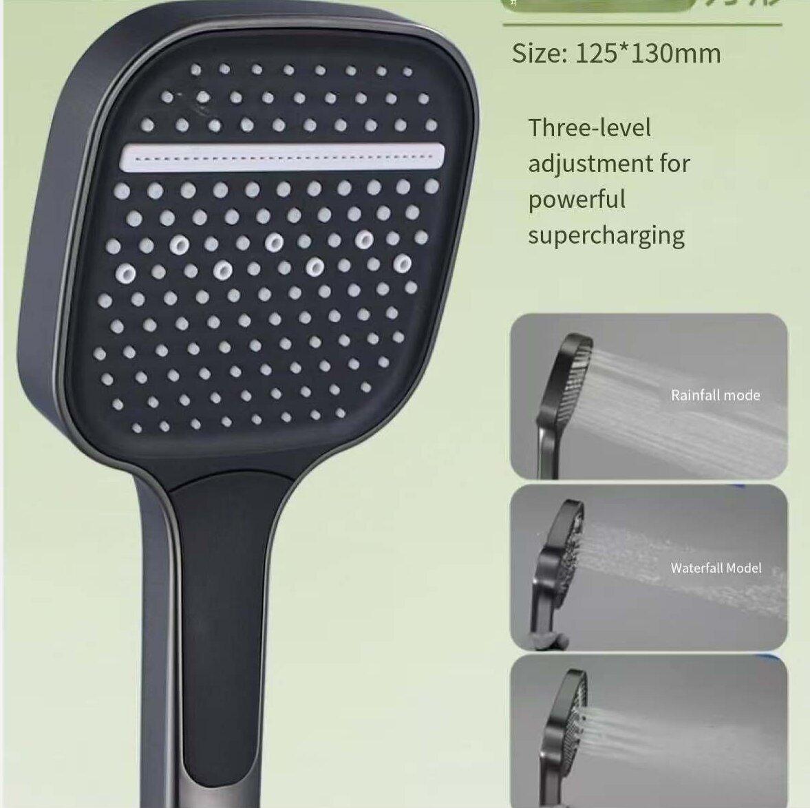 Luxury Design ABS Plastic Chrome Finish Wall Mount Rainfall Shower Head High Pressure 3-Function Adjustable Top Water Flow (as the picture,ABS Plastic)