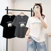 Summer 2026 Plus Size Cartoon Print Cotton T-Shirt with Round Neck for Women