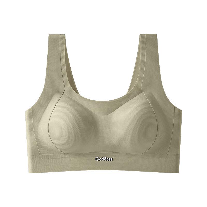 Women Seamless Wireless Push Up Gathering Anti Sagging Sports Tank Top Bra
