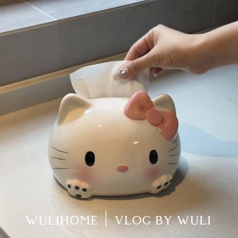 Sanrio Hello Kitty Tissue Box Cute Cartoon New Style Cardboard Box Family Ornaments Daily Necessities Kawaii Hot Sale Creative
