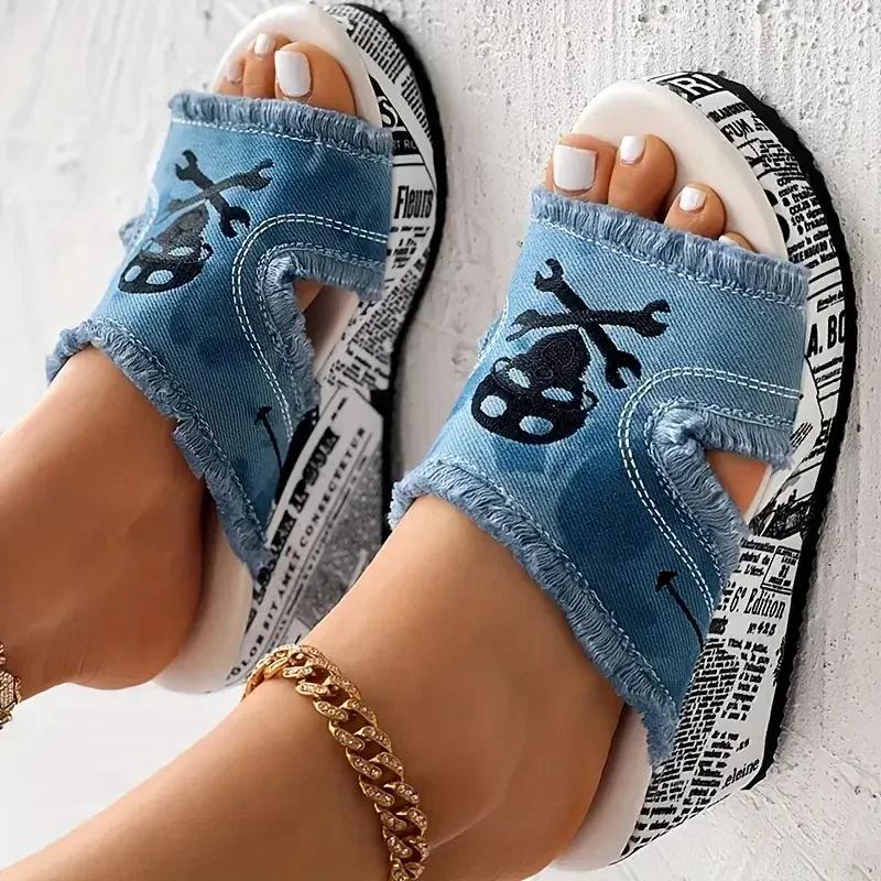 

Женские шлепанцы на танкетке, повседневные уличные шлепанцы 2025, босоножки с открытым носком, туфли на платформе, пляжные шлепанцы, женские zapatos de mujer 36