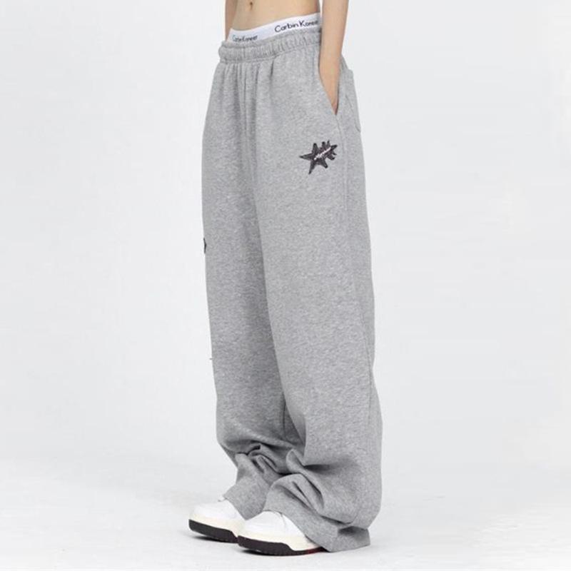 Women's High Waisted Loose Casual Star Printed Spliced Wide Leg Pants