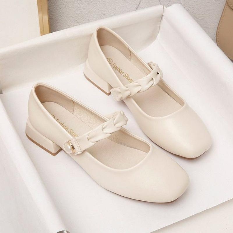 French Mary Jane women's shoes 2025 new shoes women's skirt soft sole soft leather thick heel single shoes temperament small leather shoes