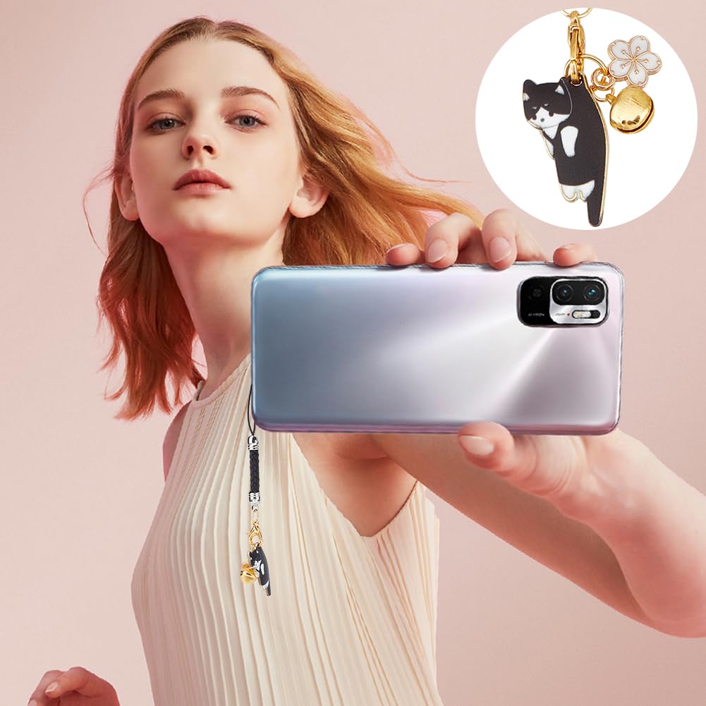 OLYCRAFT 6 Stycken Katt Nyckelring Blomma Berlock Emalj Hänge Nyckelring Nylon Snöre Ögla Japansk Stil Nyckelring 6 Färger Hantverk Diverse Gåvor