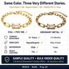 Ready to Ship 18K PVD Gold Plated Rectangle Zirconia Stainless Steel Charm Bracelet for Women  Jewelry