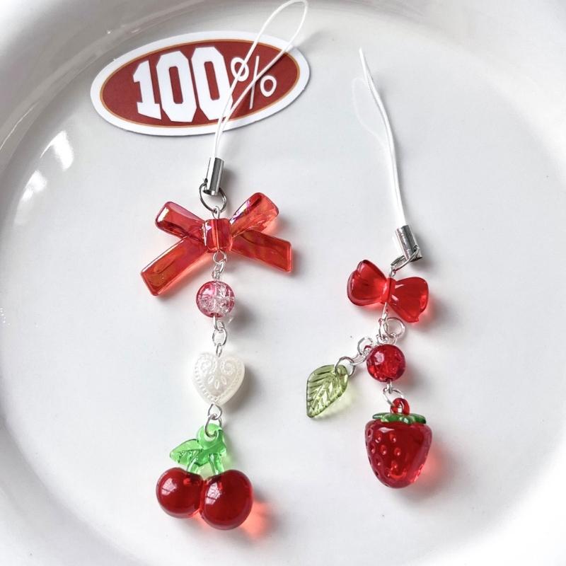 Backpack Decoration Cherry Bowknot Keyholder Women Girl Jewelry Ornament