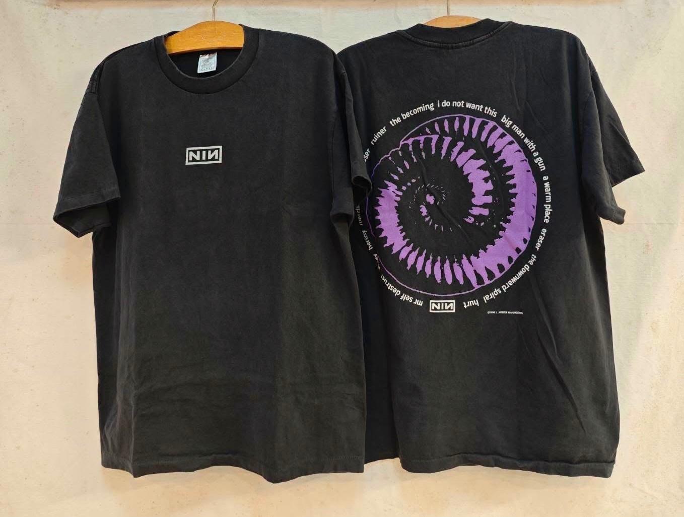 Nine Inch Nails VTG 1994 Embroidered NIN Tour Sz.L Downward Spiral Shirt REPRINT Unisex T-Shirt S