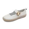 [] 2025 spring and summer Mori women's retro one-word buckle with soft sole soft leather literary and shallow mouth flat-soled single shoes