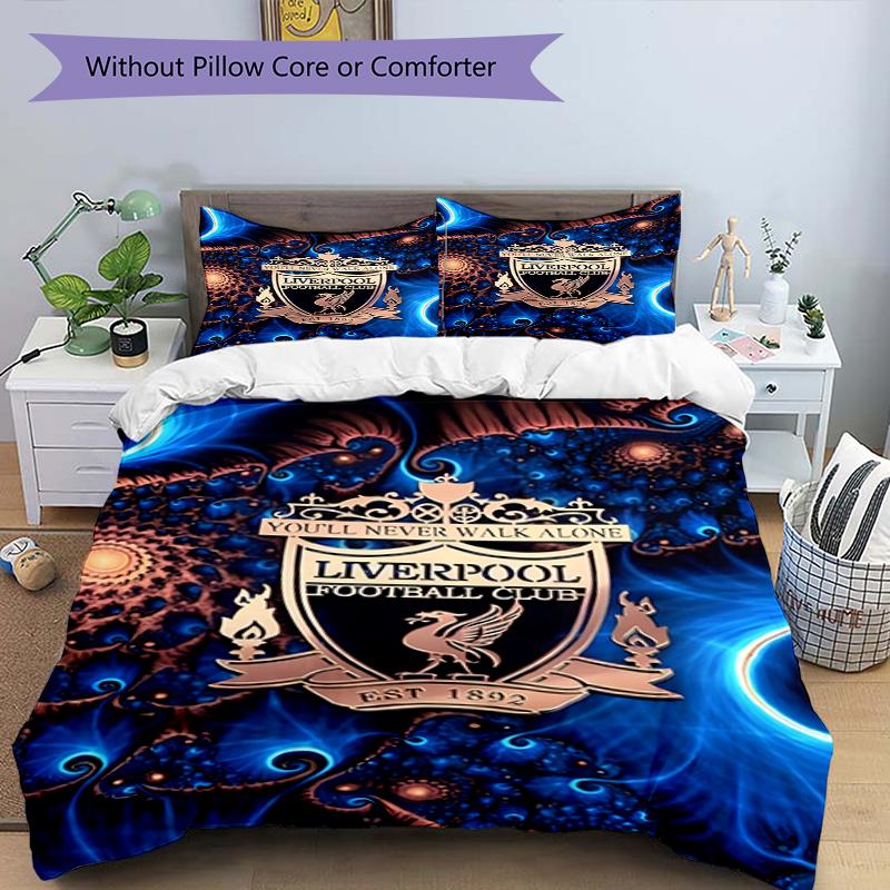 Set copripiumino 3 pezzi (1*Copripiumino + 2*Federe, Senza Nucleo),Set Biancheria da Letto con Stampa Liverpool F.C, Decorazione Camera da Letto, Per Tutte le Stagioni, Regalo di Compleanno