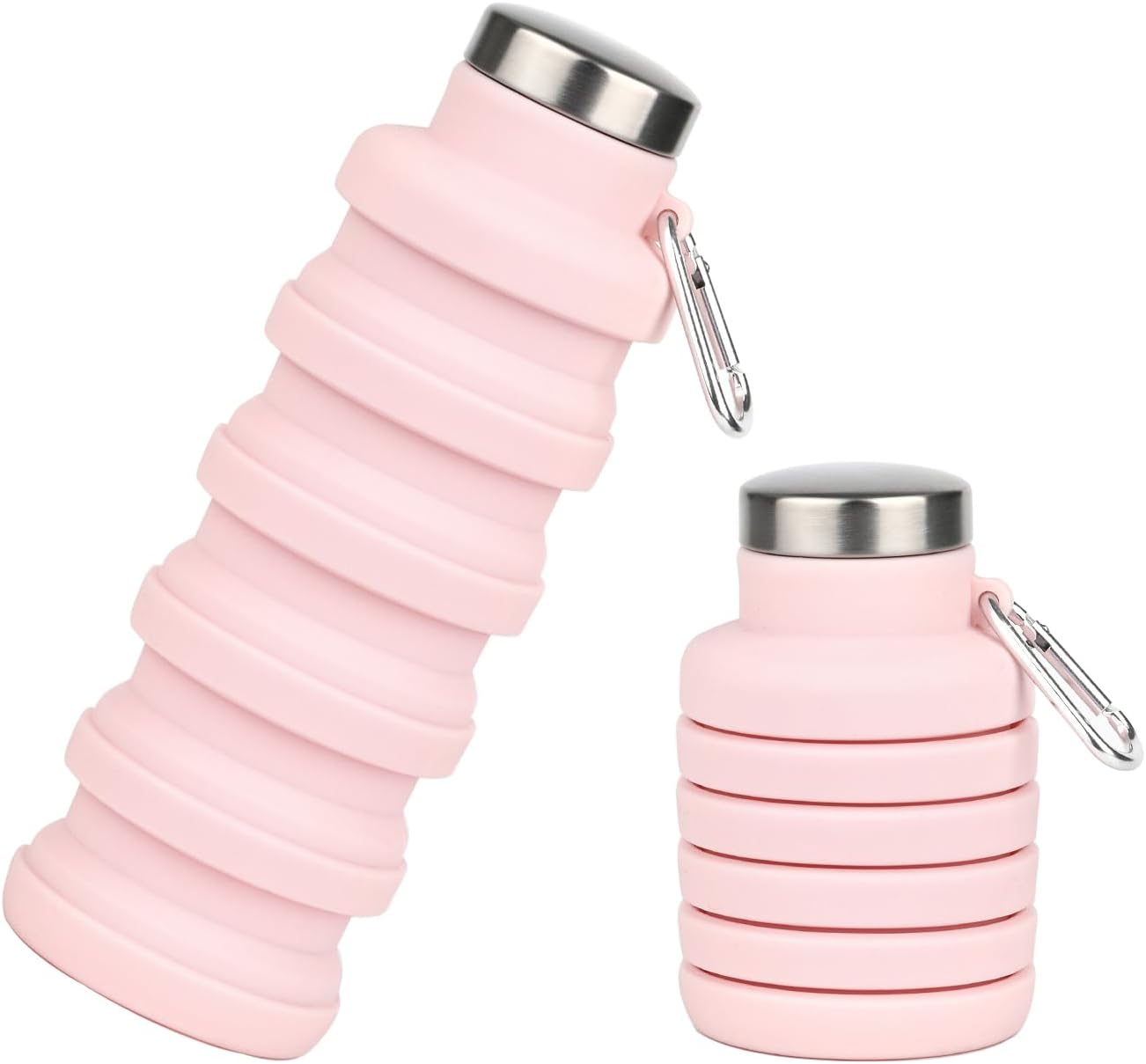 1Pcs silicone foldable water bottle,which can be used for outdoor activities, travel, and everyday use розовый
