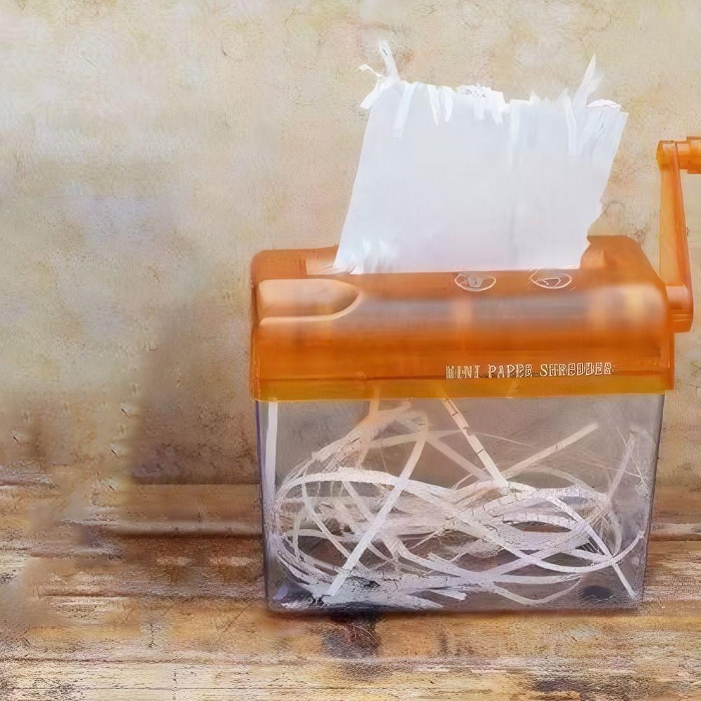 Portable Mini Manual Paper Shredder Transparent Hand Crank Paper Sharper ABS Non-slip Base Documents Paper Cutting Tool Office