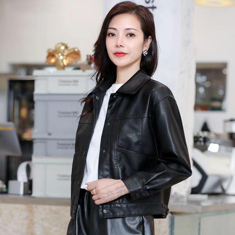Women's Short Fall Leather Jacket: A Simple, Minimalist Biker-Style Jacket