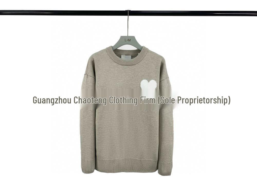 Unisex Liebesherz Klassischer Rundhals Jacquard Pullover - Locker, Trendige Strickware