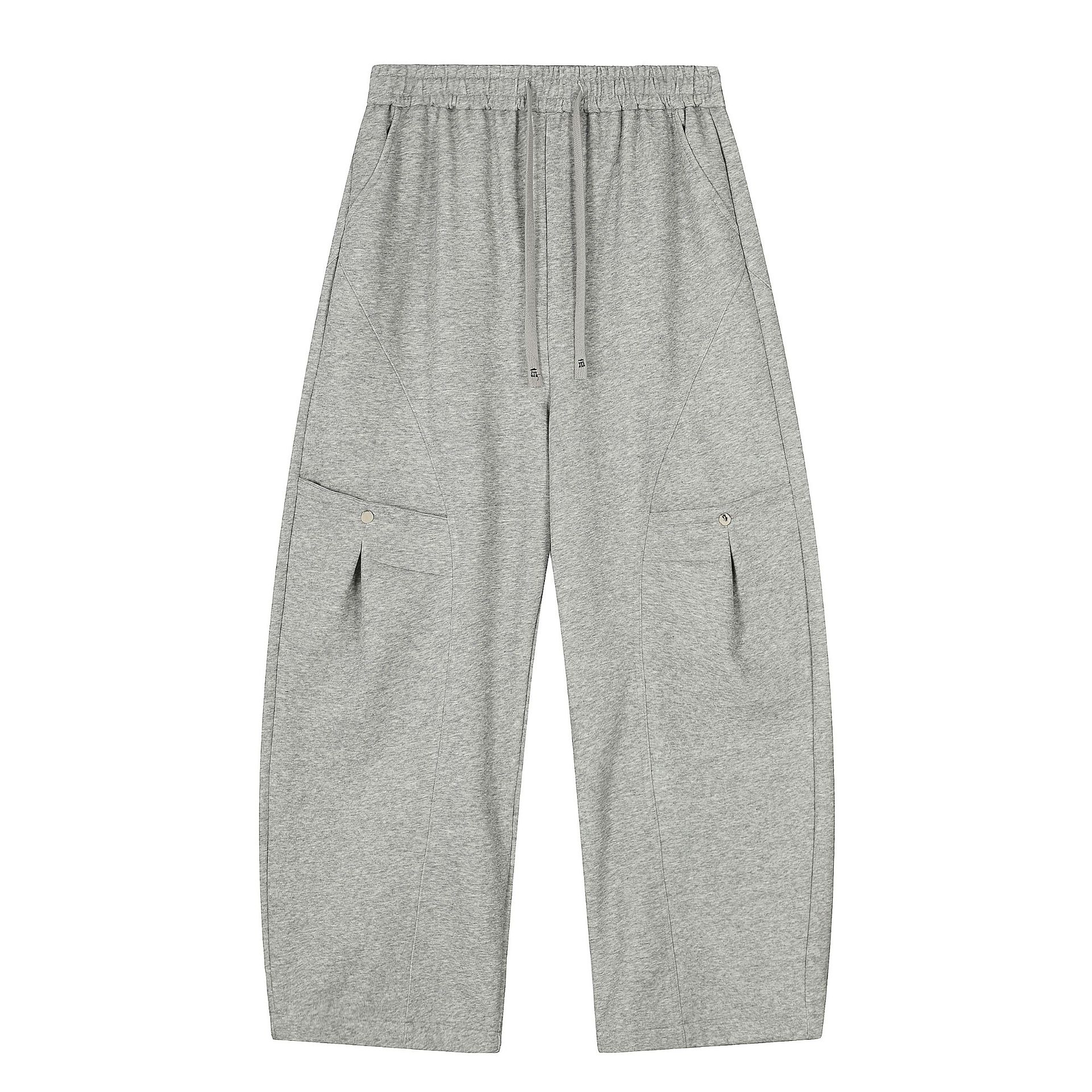 Men s scimitar pants loose wide-leg sweatpants drape suit pants S серый