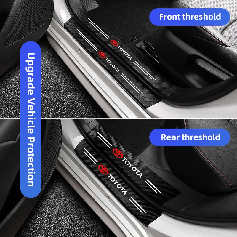 1/4/5Pcs Car Door Sill Scuff Plate Decor Carbon Fiber Stickers For Toyota CHR Camry Yaris Land Cruiser Sienna Crown Rav4 Corolla