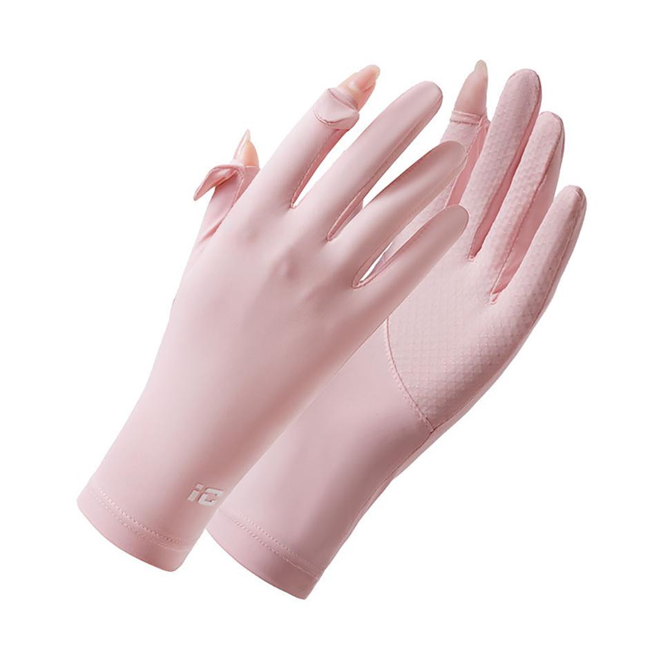 

Durable And Safe 1Pair Sunscreen Gloves Ice Feeling Outdoor Cycling Silicone Anti-Slip Open Finger Touch Screen Breathable Cycling Gloves