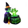 Inflatable Witch with Frog Builtin LED Green Yard Inflate Decoration for