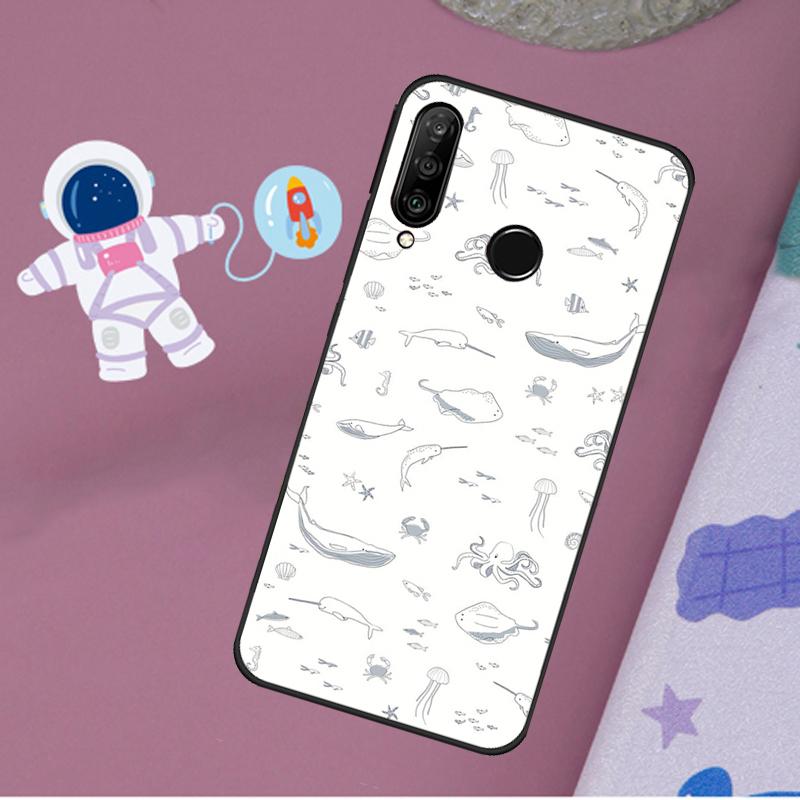 Baby Whale For Huawei Nova 12s 12i 11i 8i Y73 Y72 Y61 Y91 Y90 Y70 Y60 9 10 SE P30 P40 Lite P60 Pro Case