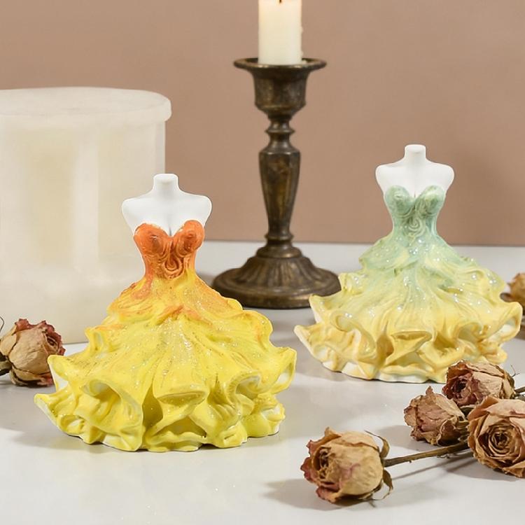Wedding Dress Silicone Candle Molds Multipurpose Silicone Mould Baking Tool for Candle Soap Chocolate Wedding Decoration