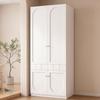 2-Door Wardrobe, Lacquered Wardrobe, Wardrobe with Clothes Rail and Drawers, Bedroom Furniture, Metal Handles, White, 80×50×200 cm