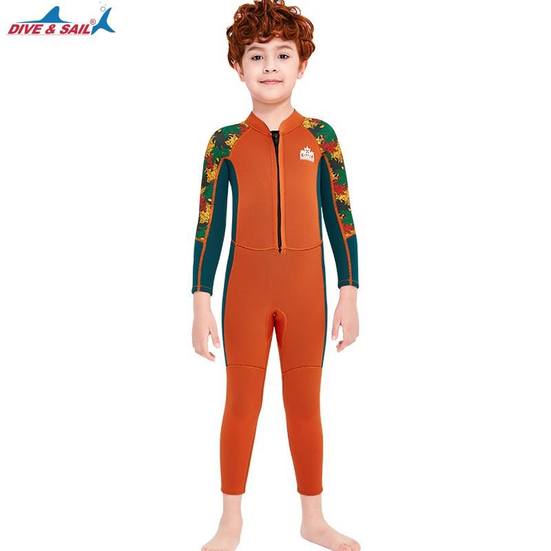 Children s Diving Suit 2.5mm Thick Thermal Swimsuit One-piece Long-sleeved Middle-aged Resistant S оранжевый