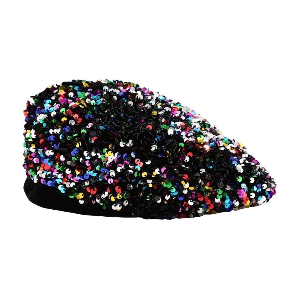 Pailletten Baskenmütze Modische Französische Baskenmütze Elegante Winter Herbst Mütze Damen Winter Kopfbedeckung Für Partys Outdoor Reisen