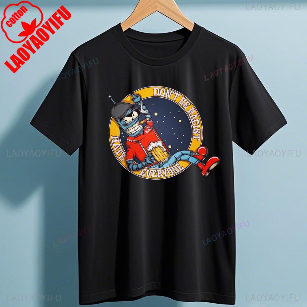 Bbender Cartoon Ffuturamas T Shirt Casual Fun Tshirt For Unisex Round Neck Cotton Shirt Short Sleeve Cottton Harajuku Streetwear
