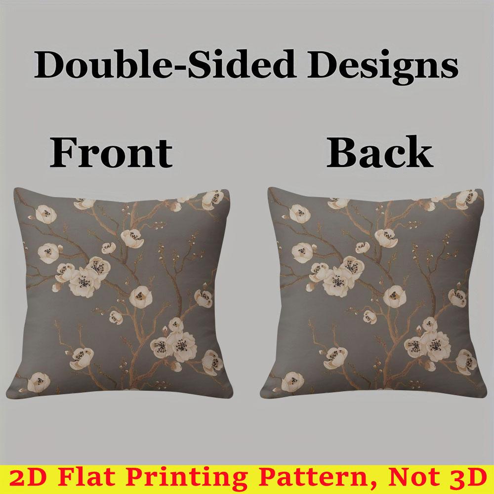 White Blossom square Jacquard Pillow Cover for Sofa Office Waist Cushion Cover Home Decorative Pillowcase