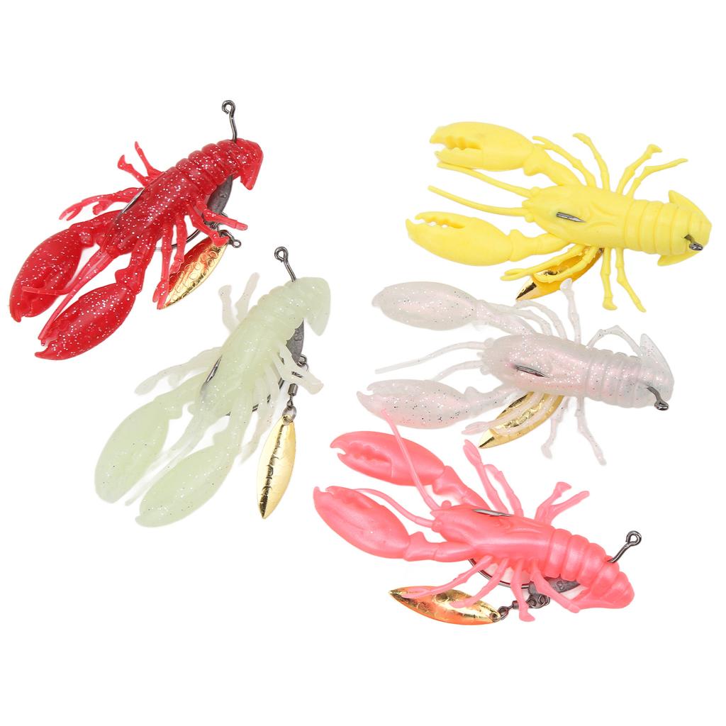 5PCS Shrimp Silicone Fishing Lures 9cm 12.5g Hollow Floating Multi Color Realistic Soft Baits for Freshwater Saltwater