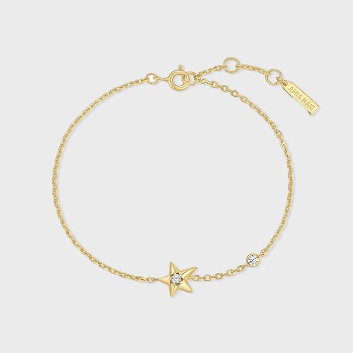 Gold Sparkling Star 925 Silver Bracelet B066-04G.
