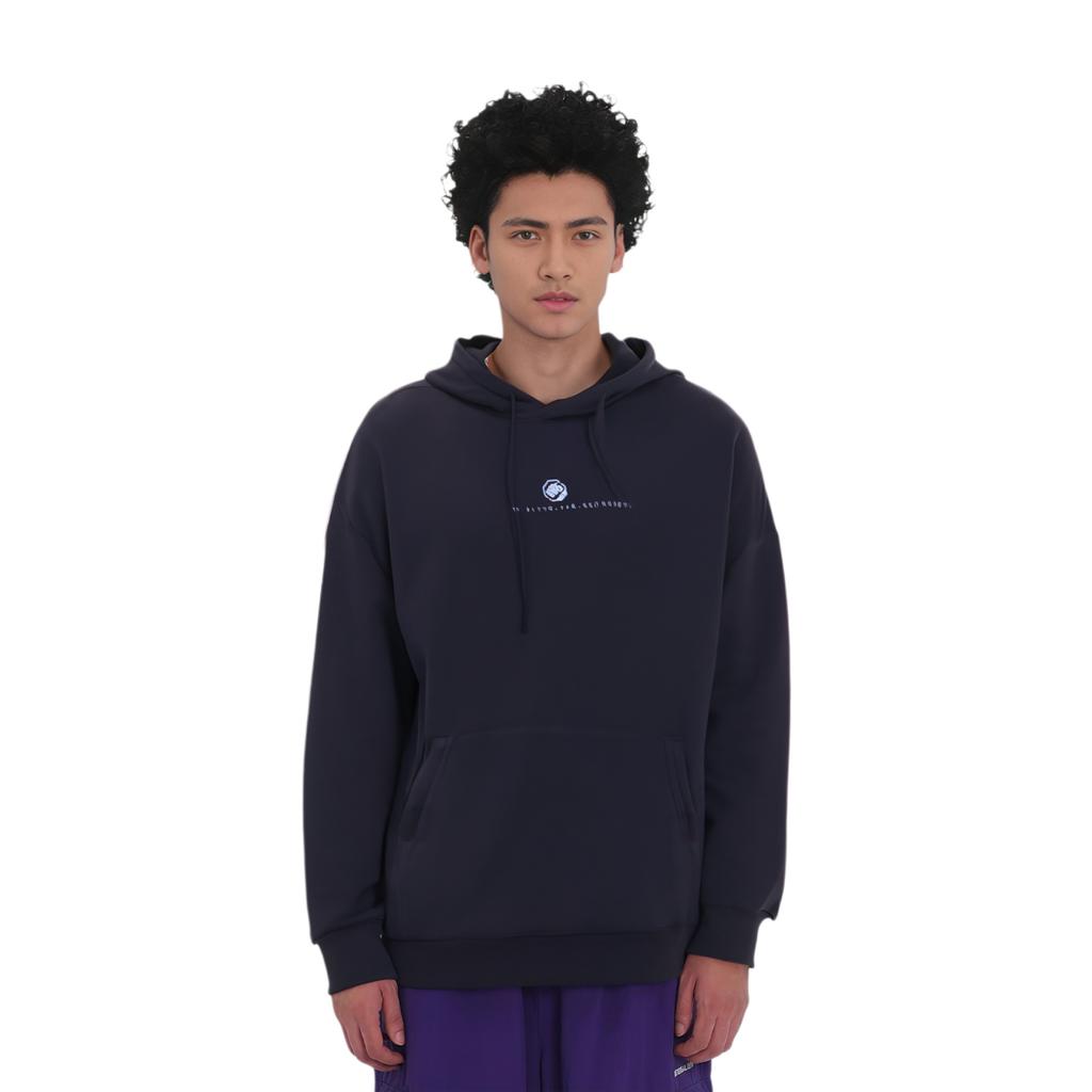 Li Ning Badfive Sports Basketball Series Loose Hooded Sweatshirt With Back Print Men sweatshirt Black AWDR943-1