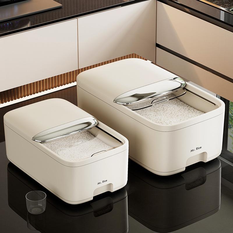 Versiegelter Reisbehälter mit Schiebedeckel zum Schutz vor Insekten und Feuchtigkeit, lebensmittelechte Getreidelagerung, hochwertiger Behälter für Mehl und Mehrkorn