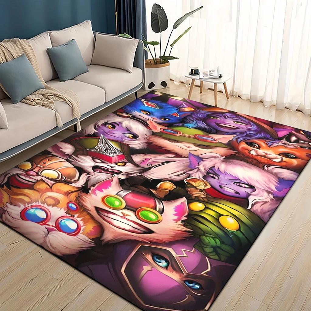 2025 New LOL Jinx League of Legends Game Carpet Rug for Living Room Bedroom Home Sofa Decoration,Kids Play Non-slip Floor Mat