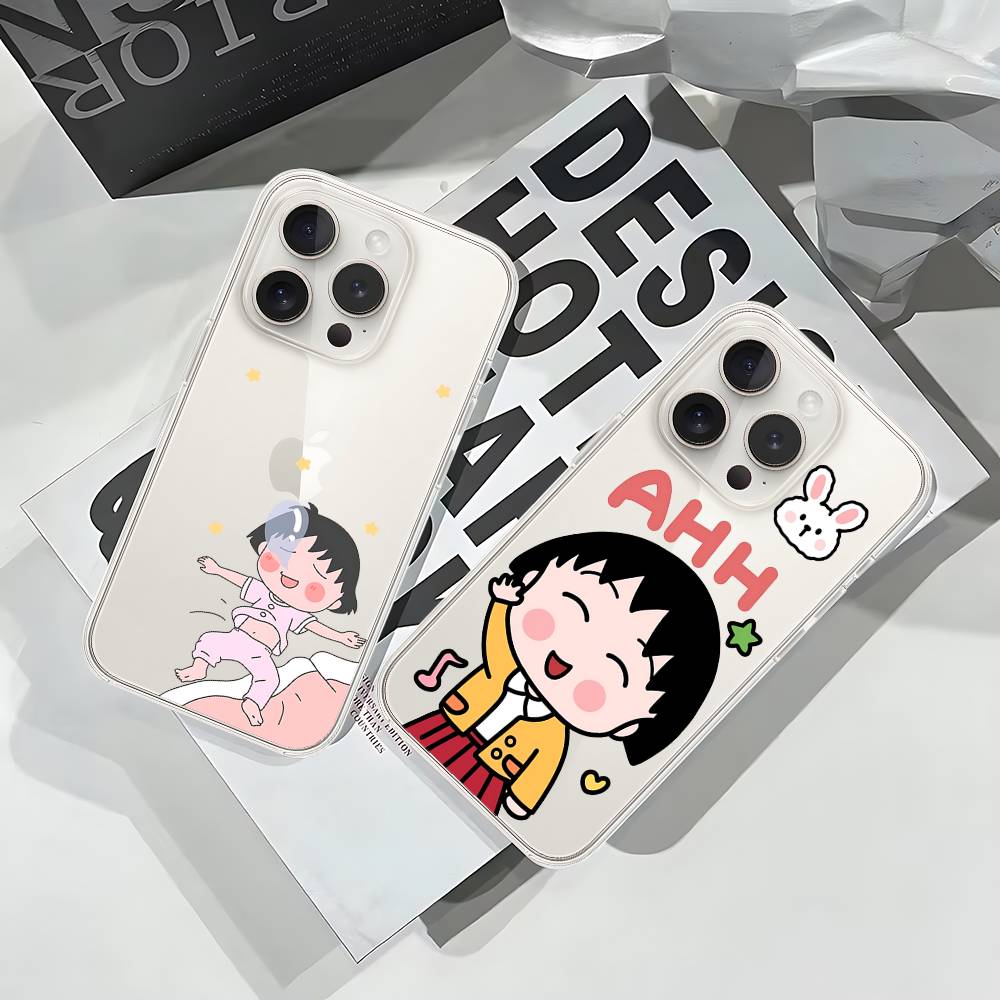 C-Chibi Cute M-Maruko-chan-S Phone Case For IPhone 17 16 15 12 11 Pro Max 14 Plus 13 Mini Clear Cover Soft Funda