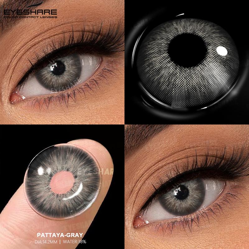 EYESHARE Blue Colored Contact Lenses Natural Brown Eye Makeup Contacts Grey Color Lens Korean Softlens Yearly Cosmetics for Women
