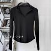 Yoga Chest Showing Half Zipped Stand Collar T-Shirt Sports Tops