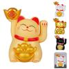 Automatic Solar Powered Waving Lucky Cat Ornament for Car and Office Desk Feng Shui Decor with Smooth Continuous Movement