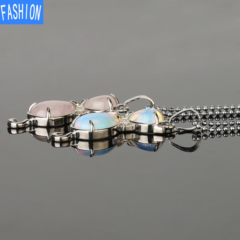 European And American Personality Amethyst Necklace Animal Cat Abstract Inlaid Natural Stone Pendant