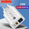 20W USB Charger Fast Charging 2 Ports Type C Phone Charger Adapter for IPhone Samsung Xiaomi Digital Display USB C Wall Charger