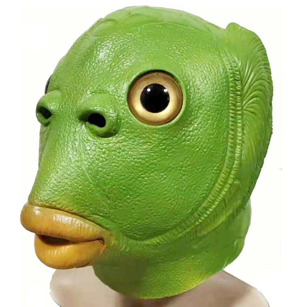 Douyin Green Fishman Mermaid Latex Prank Mask - Funny Monster Fish Headgear