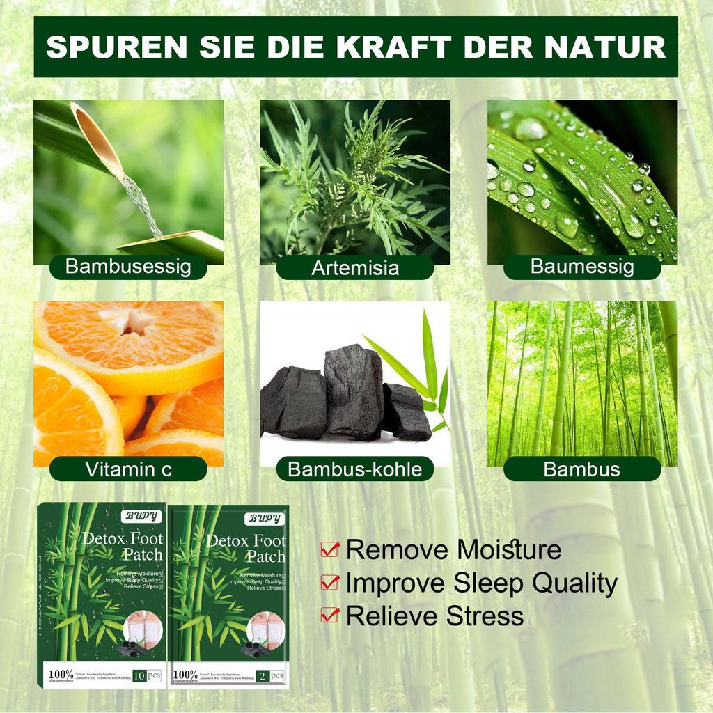 BUPY Bamboo Charcoal Herbal Foot Patch - Relieve Fatigue & Soothe Sleep with Natural Plant Extracts