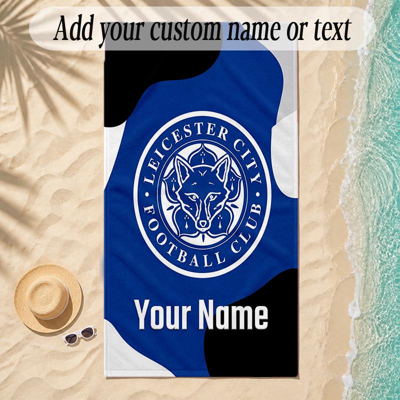 Beach TowelLeicester City Custom Name Text Personalized Soft Towel for Beach Pool Indoor Home Decor Gift