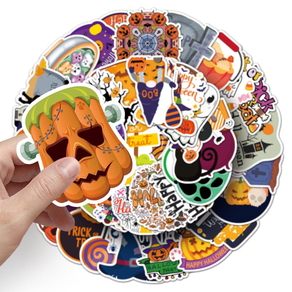 50 Halloween Graffiti Stickers Personalized Cartoon Horror Festival Decoration Mobile Phone Case Water Cup Creative Stickers