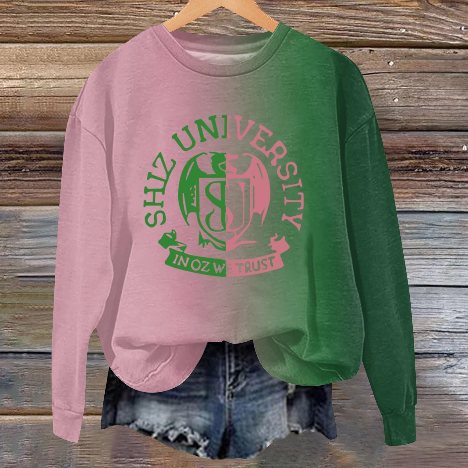 

Women s Casual Loose Round Neck Long Sleeve Hoodie L розовый