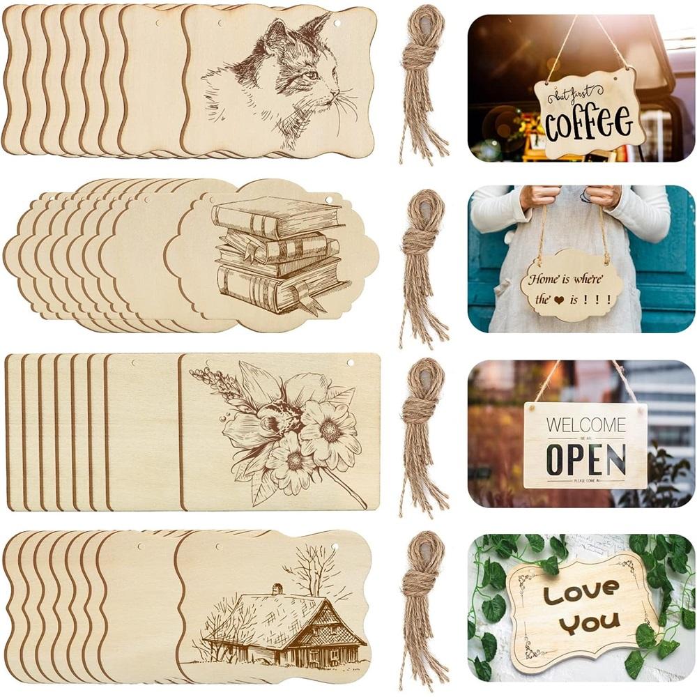 Unfinished wooden decorations, DIY 32 pieces 4x3 inch creative irregular blank wood pieces, suitable for DIY crafts, painting, pyrography, and writing