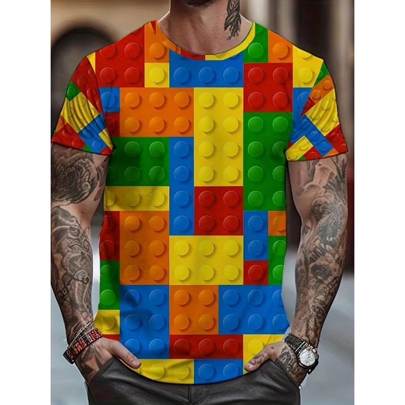 

Мужская модная брендовая футболка с 3D цифровой геометрической серией принтов, мужская футболка с круглым вырезом 6XL