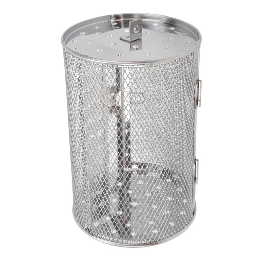 Rolling Grilling Basket Stainless Steel BBQ Rolling Basket Fork Wire Mesh Cylinder Grill Basket for Camping Picnic
